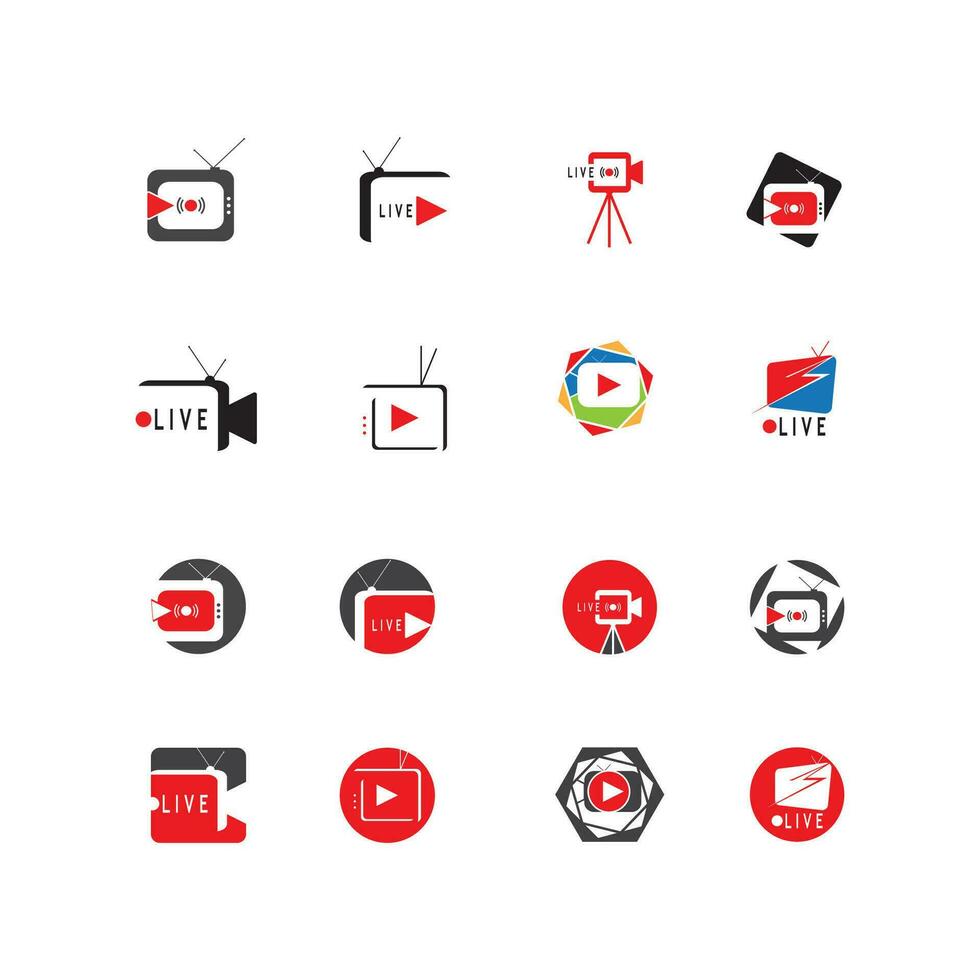 Live TV streaming logo vector template illustration