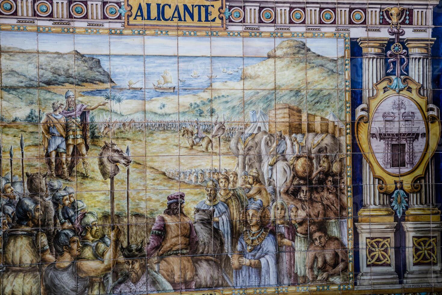 plaza Delaware españa, sevilla, España - famoso antiguo decorativo cerámica alcoba.alicante tema. foto