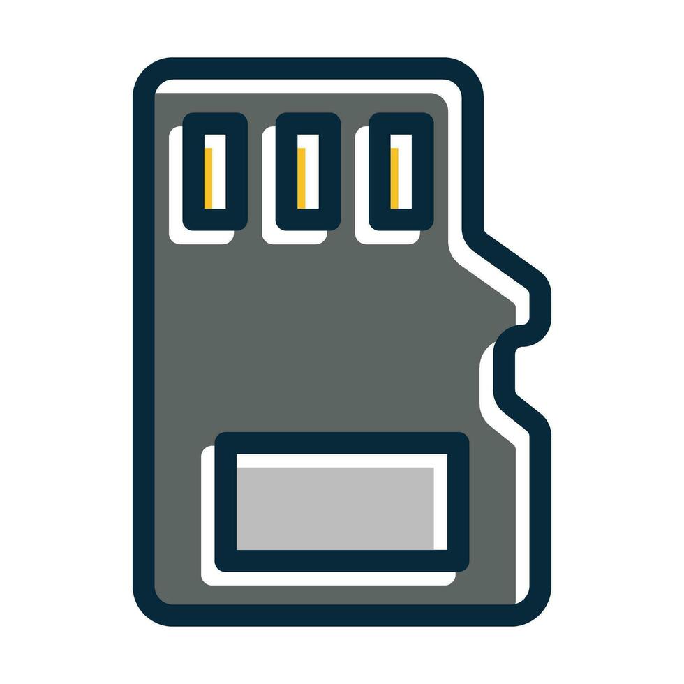Sd Card Vector Thick Line Filled Dark Colors
