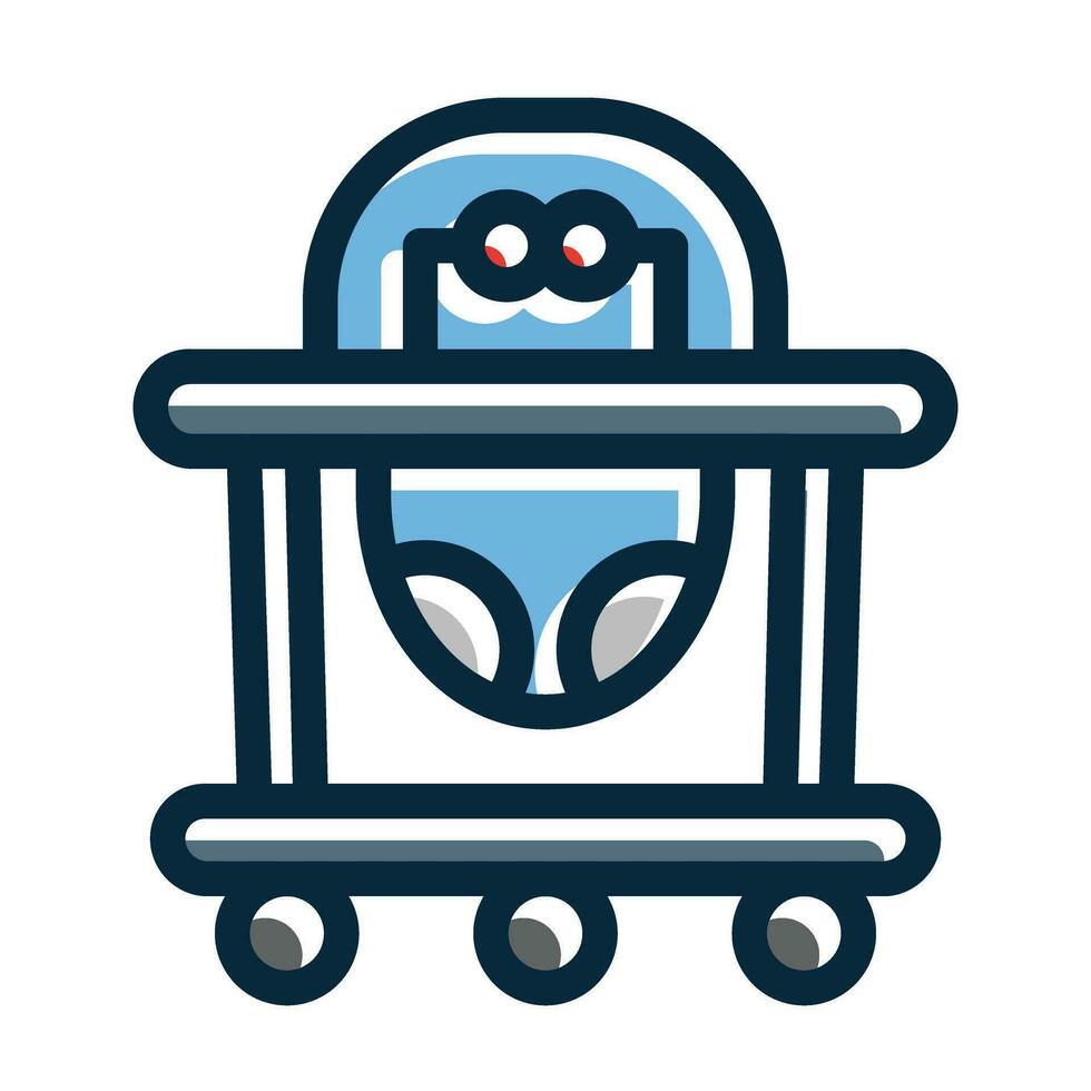 Baby Walker Vector Thick Line Filled Dark Colors