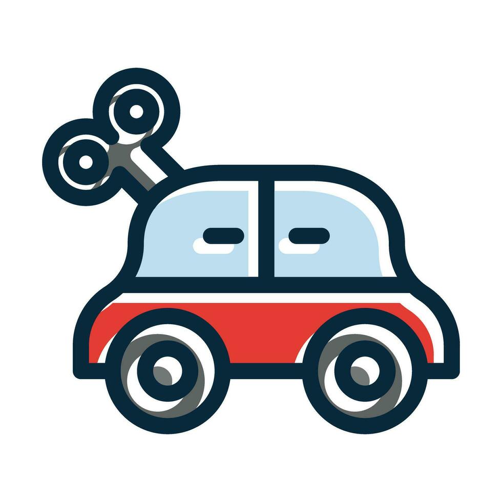 Car Toy Vector Thick Line Filled Dark Colors