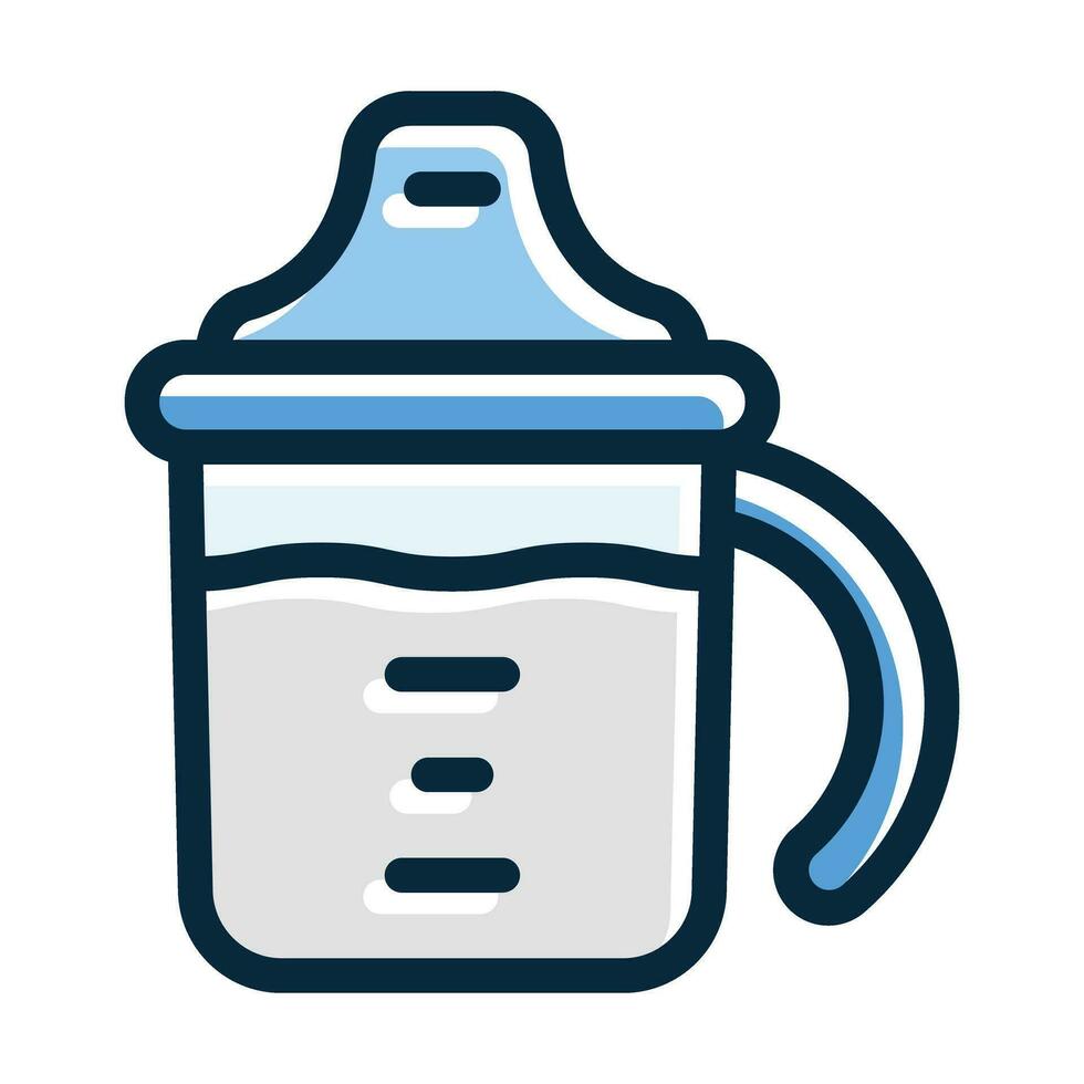 Sippy Cup Vector Thick Line Filled Dark Colors