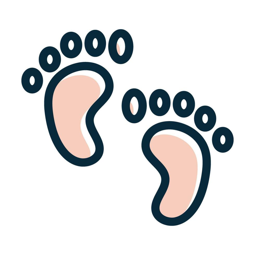 Baby Feet Vector Thick Line Filled Dark Colors