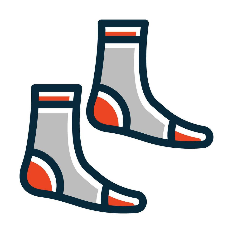 Sock Vector Thick Line Filled Dark Colors