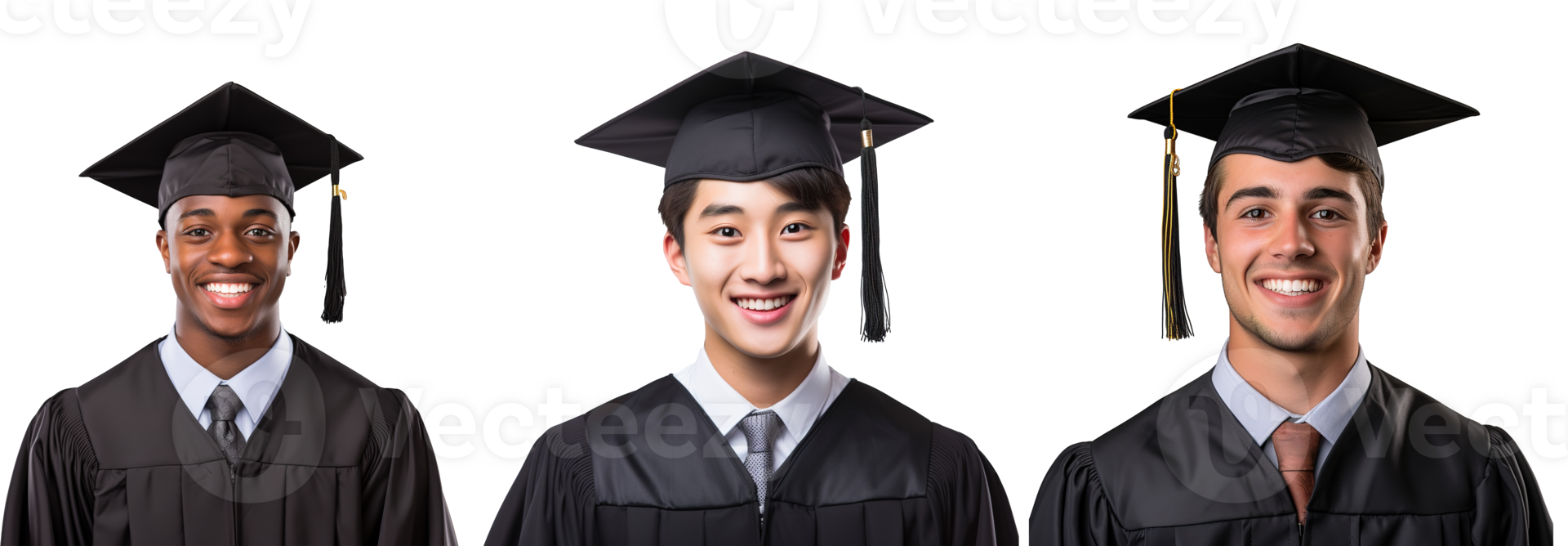 closed up of a graduating university student male smiling, wearing a graduation cap, isolated on a transparent background, student life, Ai generative png