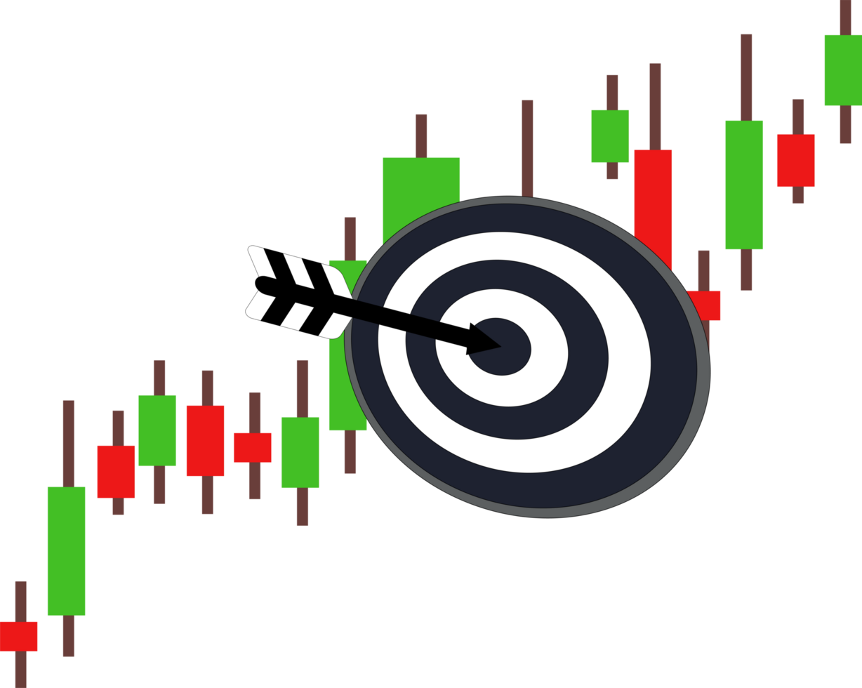Digital target in bullseye with bow arrow on Dartboard png