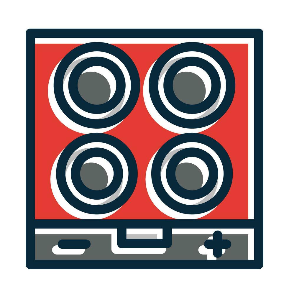 Electric Stove Vector Thick Line Filled Dark Colors