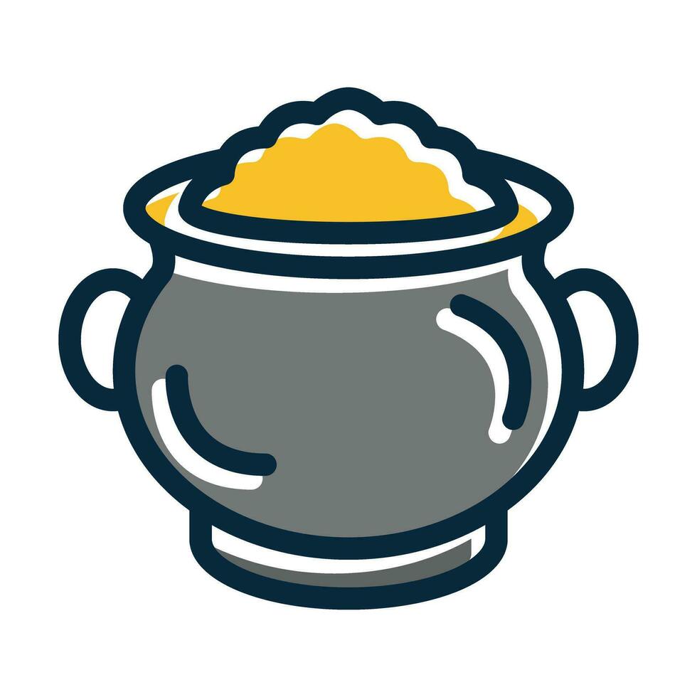 Gold Pot Vector Thick Line Filled Dark Colors