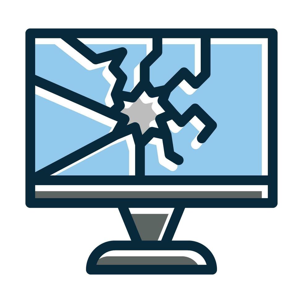 Broken Screen Vector Thick Line Filled Dark Colors