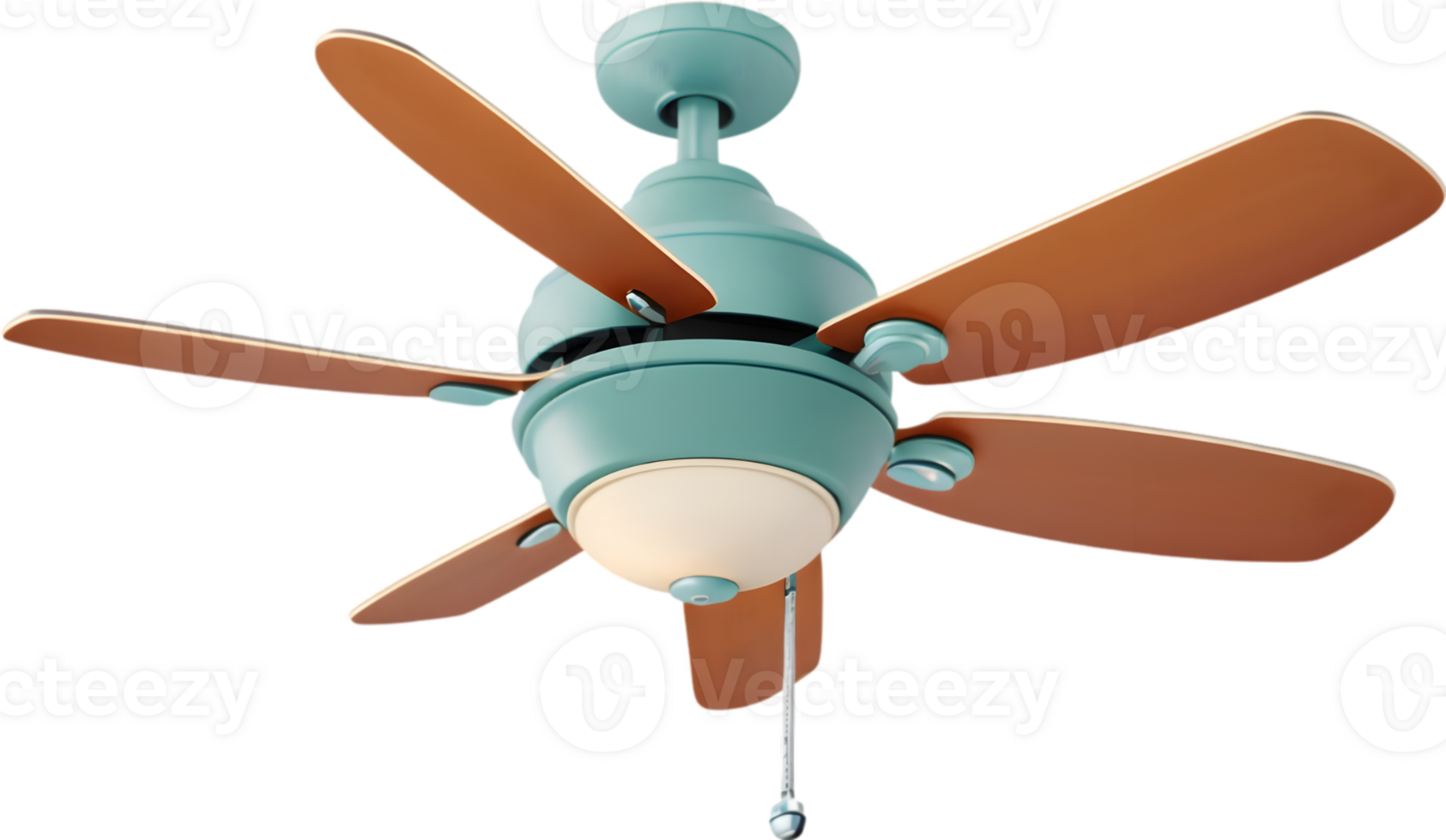 a ceiling fan with colorful blades on Ai generative png