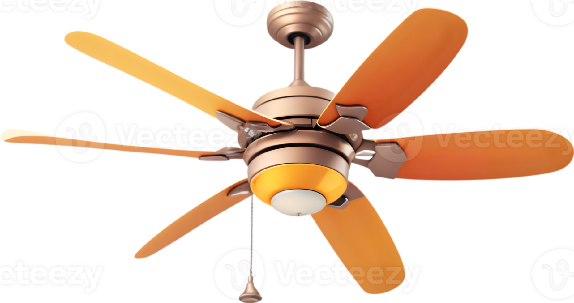 a ceiling fan with colorful blades on Ai generative png
