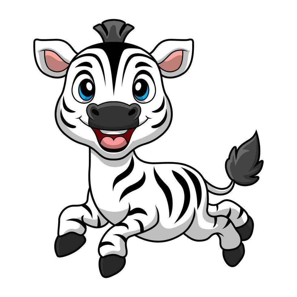 Cute zebra cartoon on white background vector