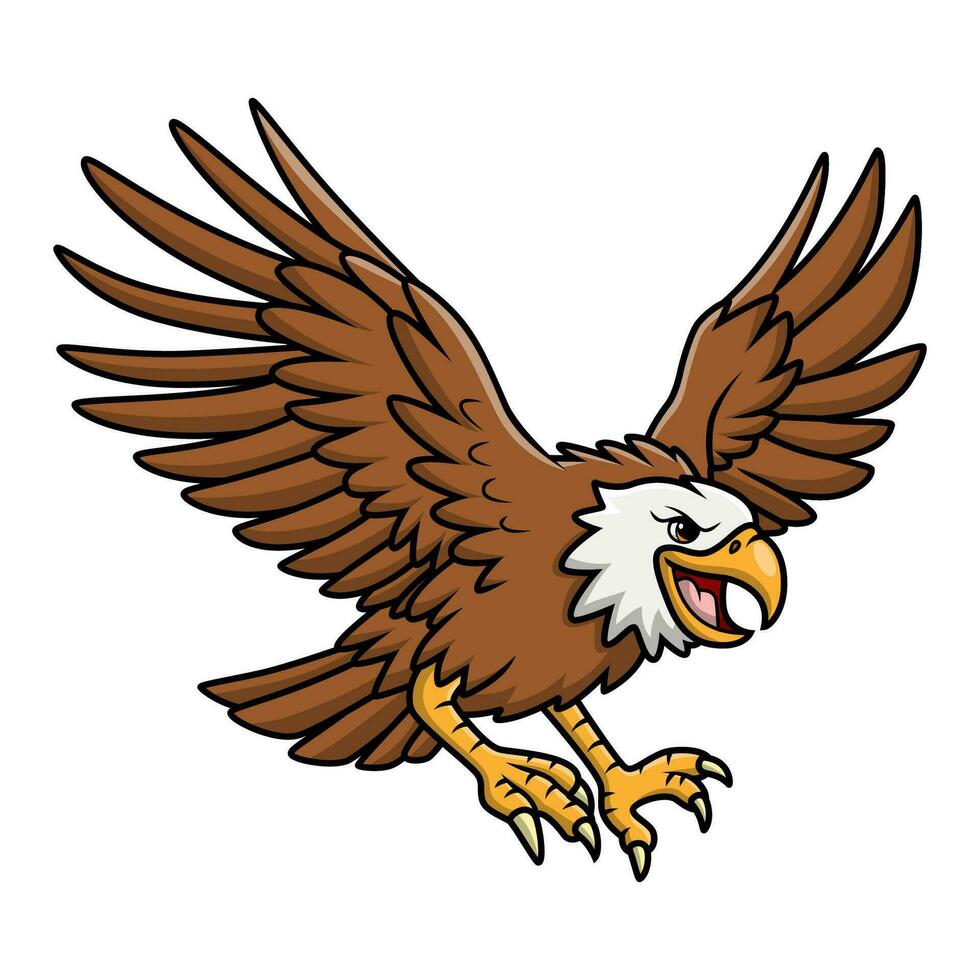Cute eagle cartoon on white background vector