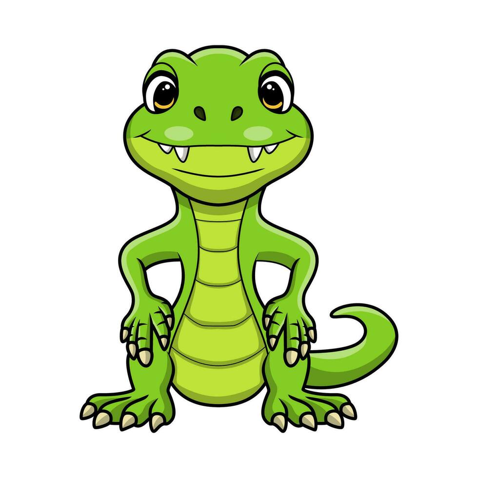 linda monitor lagartija dibujos animados en blanco antecedentes vector