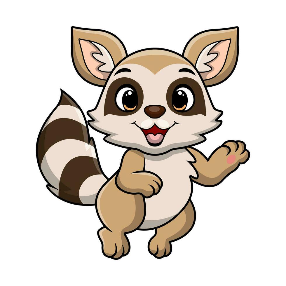 Cute raccoon cartoon on white background vector