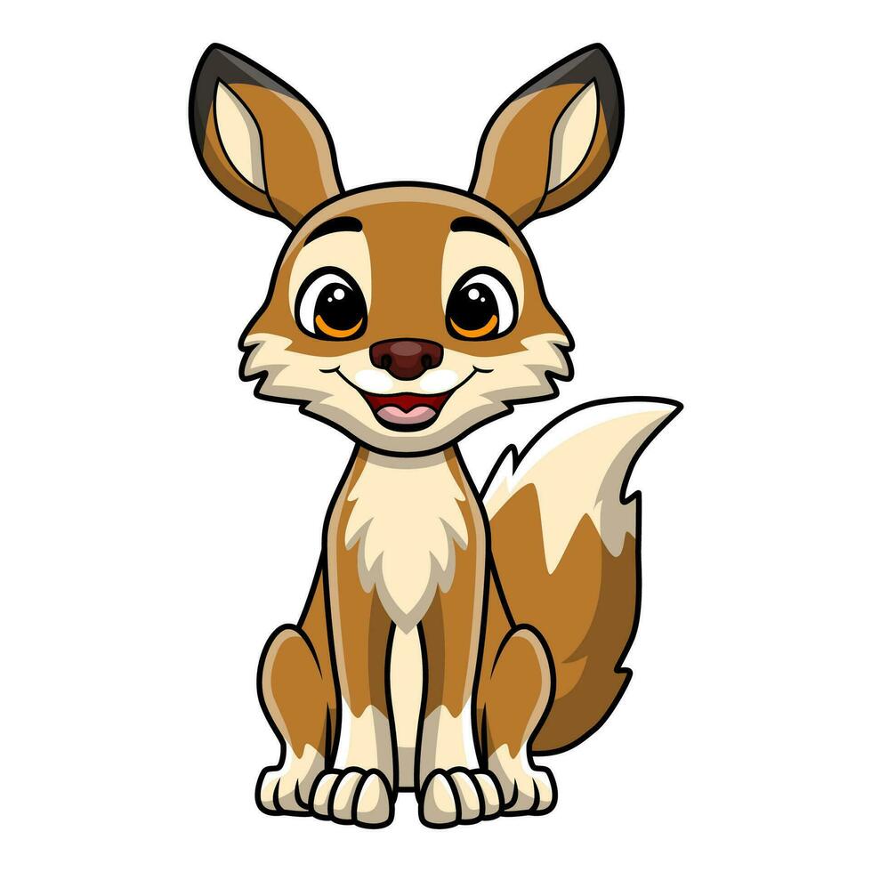 Cute coyote cartoon on white background vector