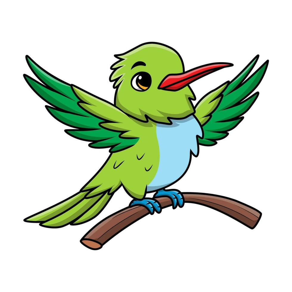 Cute hummingbird cartoon on white background vector