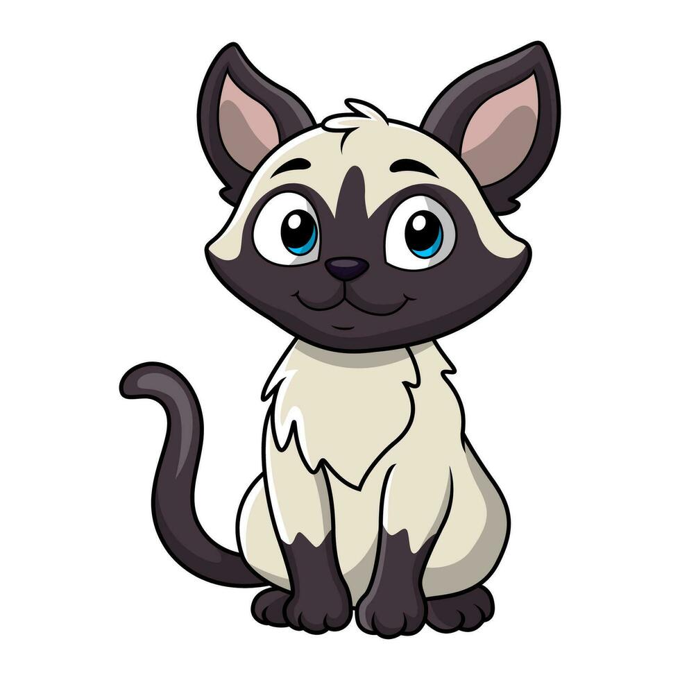 Cute siamese cat cartoon on a white background vector