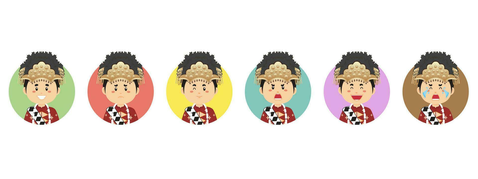 Bangka Belitung Avatar with Various Expression vector
