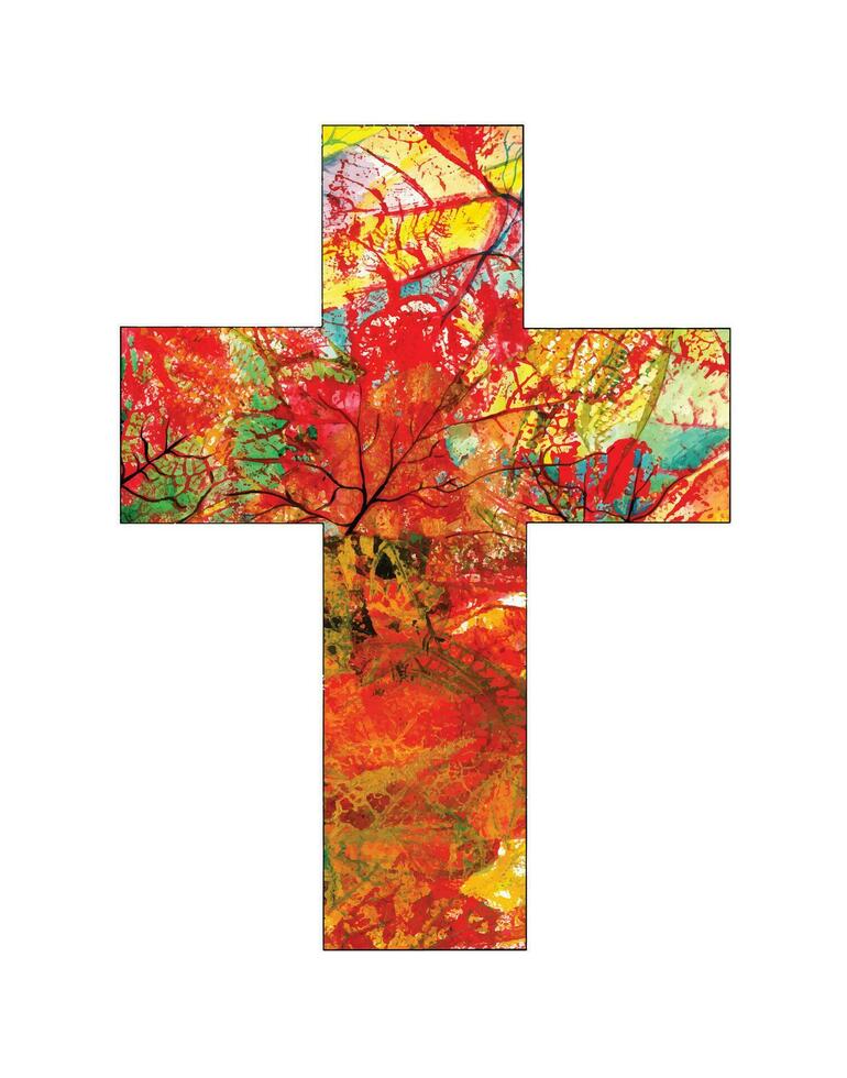 Art abstract cross hand watercolor painting on paper make graphic vector. vector