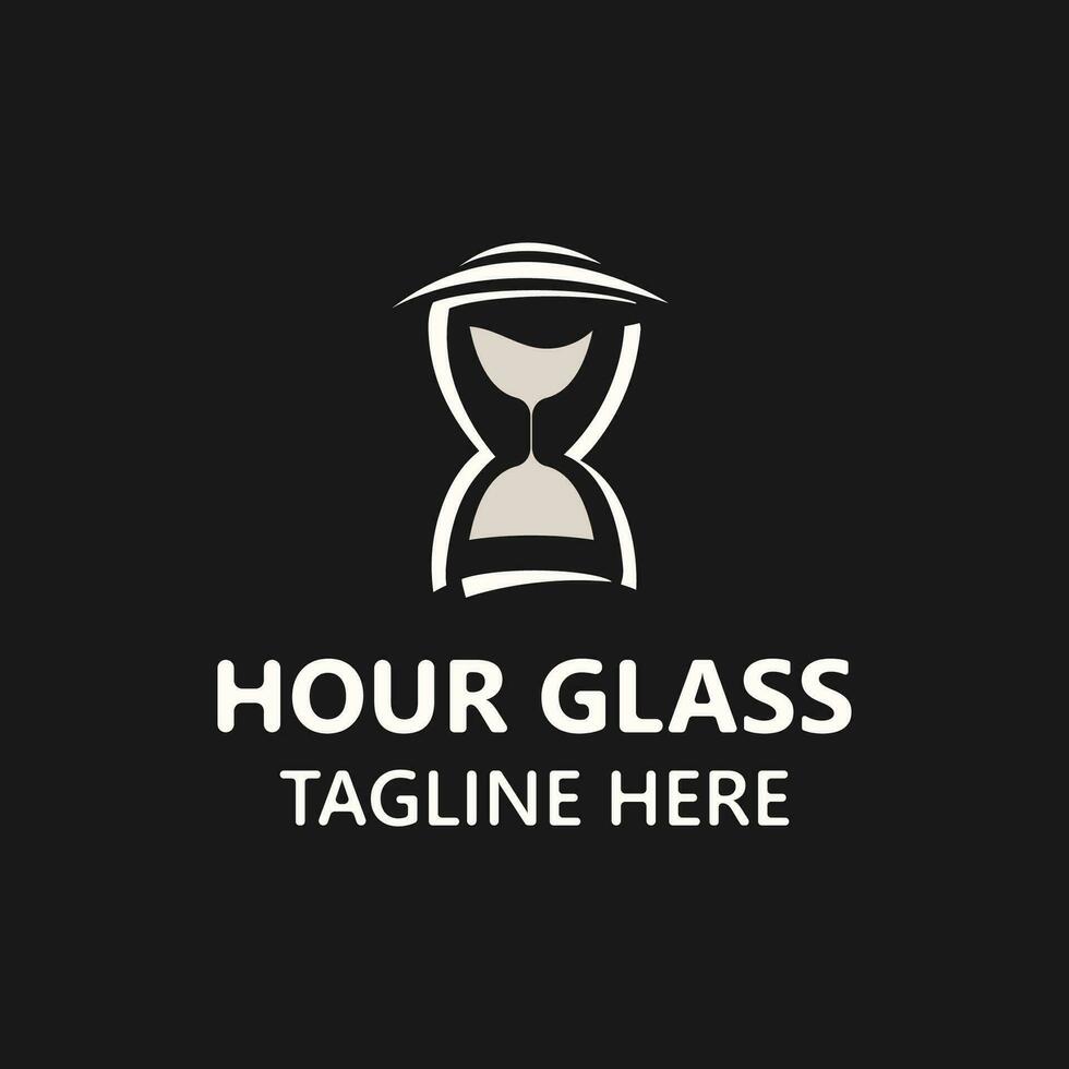Hourglass logo ancient vintage style object design template flat vector