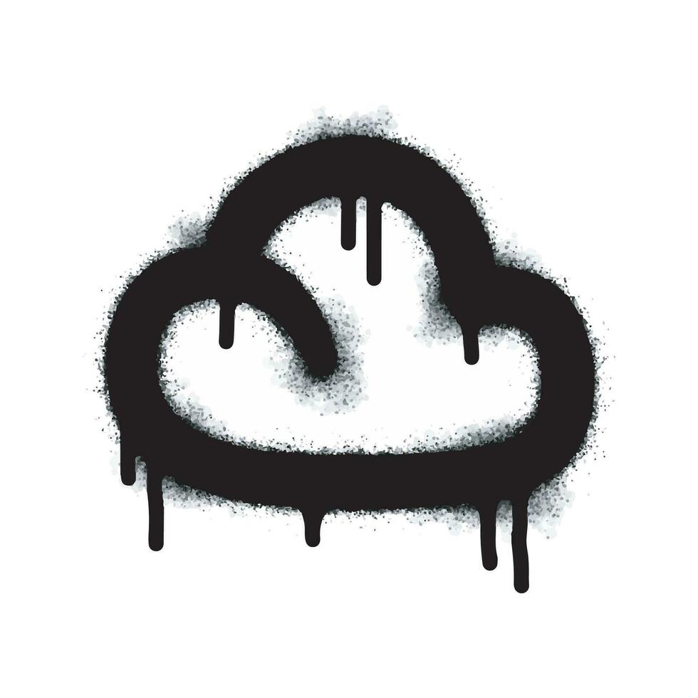 Spray graffiti cloud sign painted black on white. Smoke symbol. isolated on white background. vector illustration