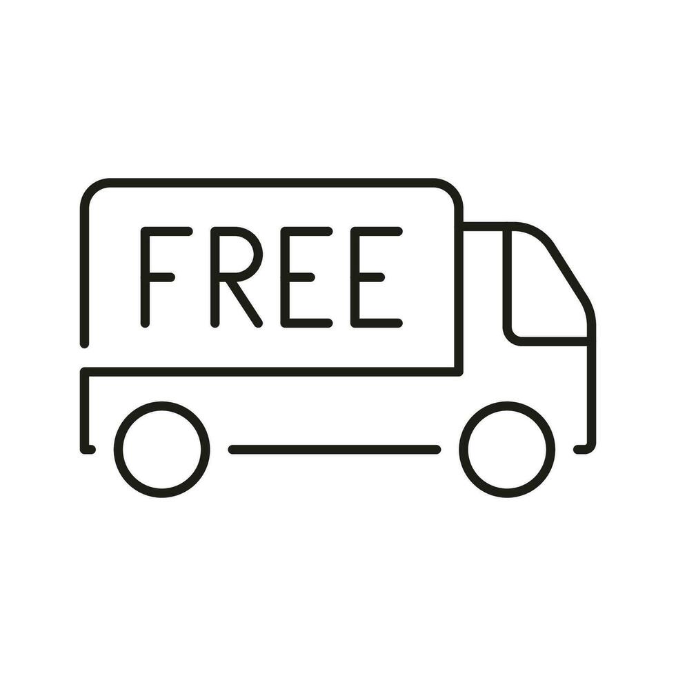 Free Delivery Service Line Icon. Shipping Free Of Charge Linear Pictogram. Fast Shipment Van Outline Symbol. Express Truck, Speed Transportation Sign. Editable Stroke. Isolated Vector Illustration.
