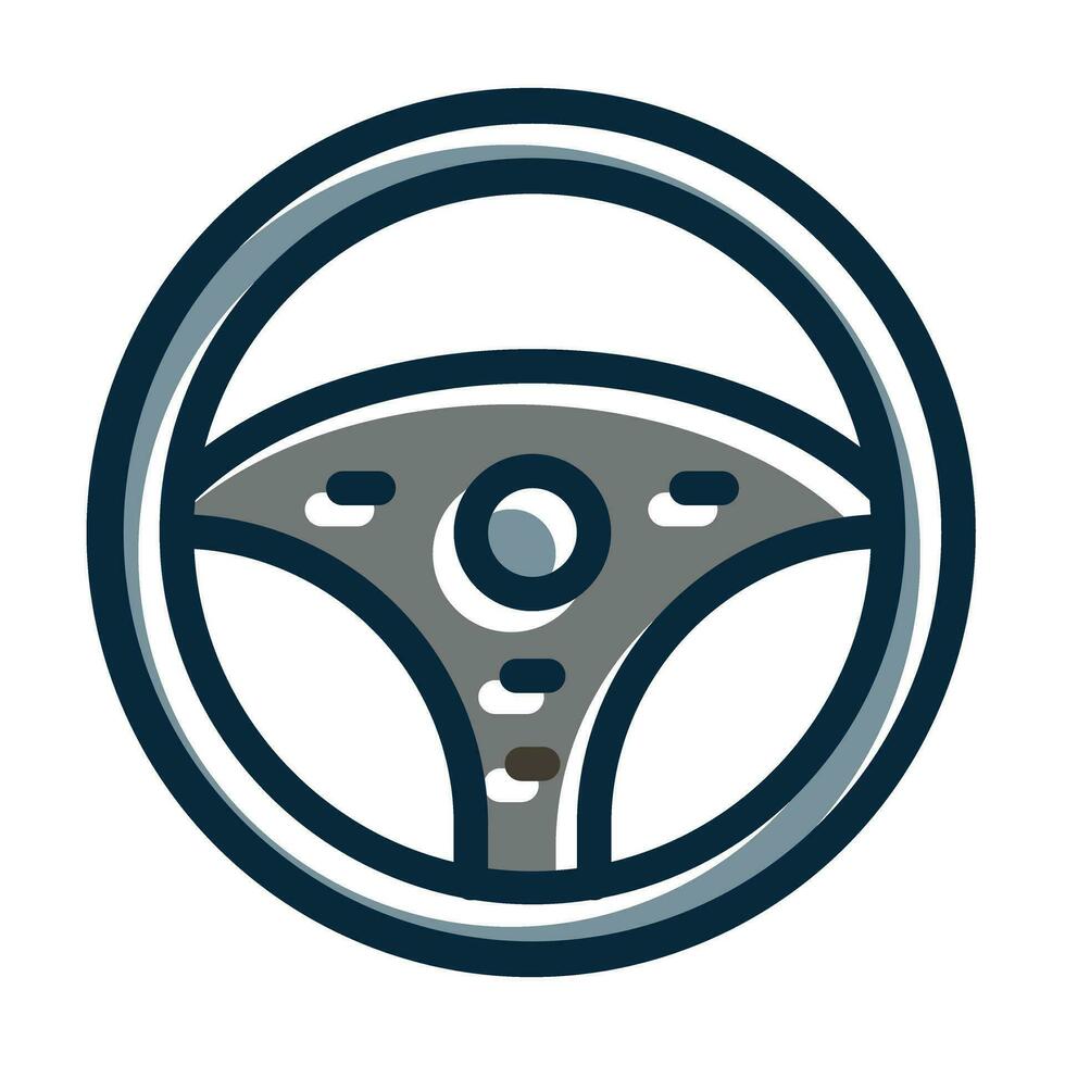 Steering Wheel Vector Thick Line Filled Dark Colors