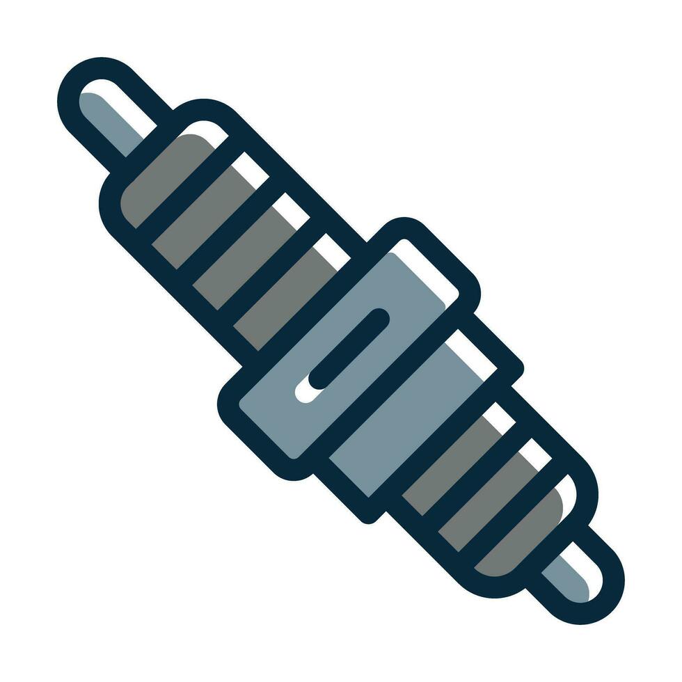 Spark Plug Vector Thick Line Filled Dark Colors