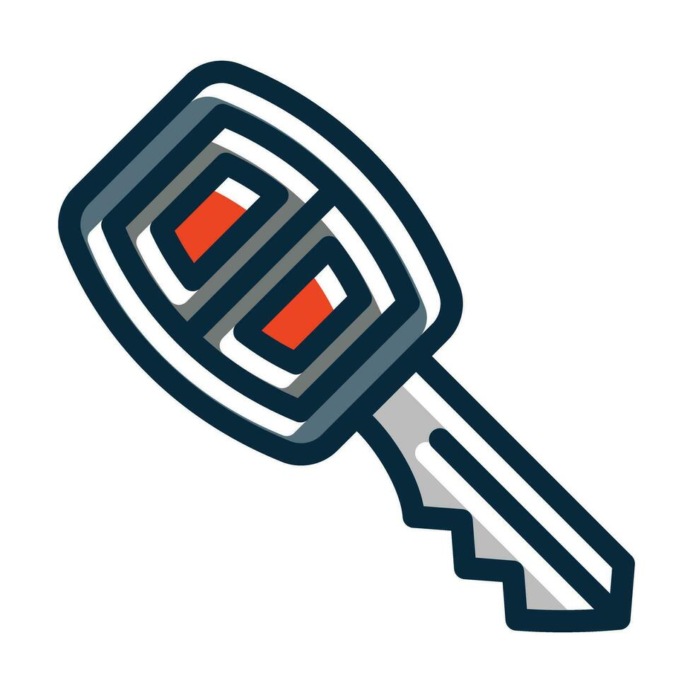 Car Key Vector Thick Line Filled Dark Colors