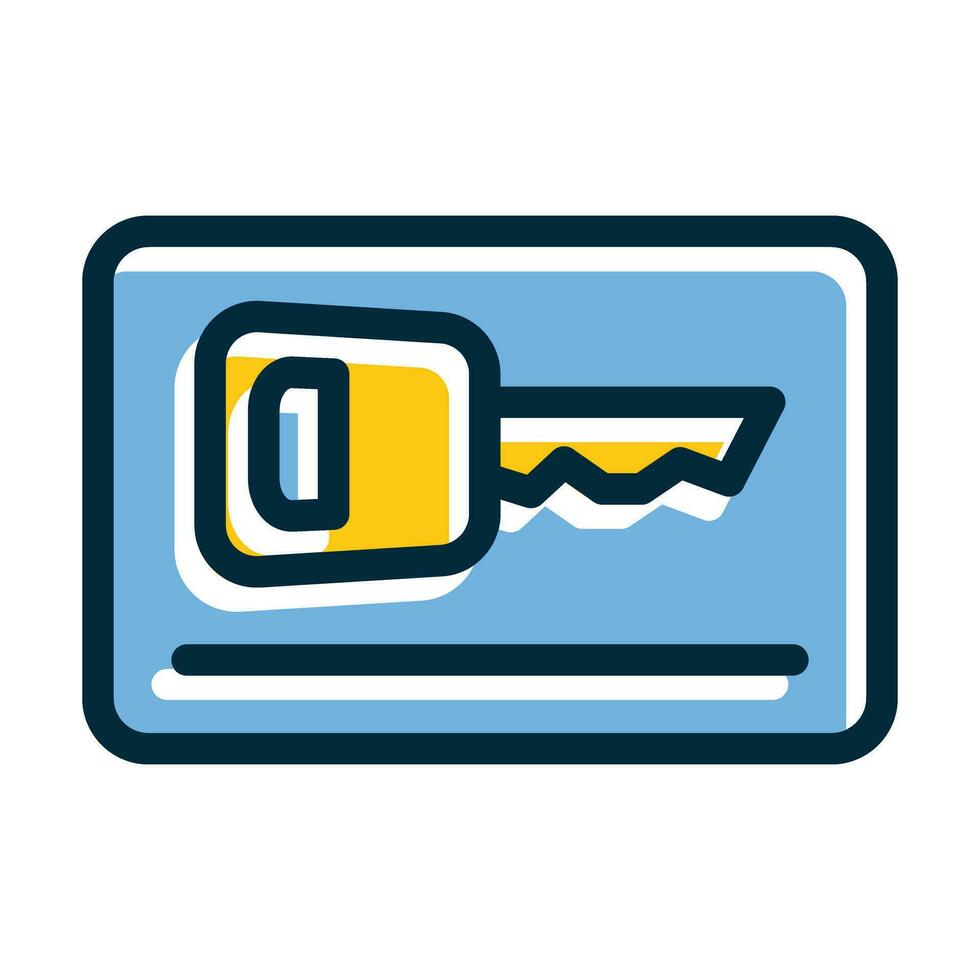 Card Key Vector Thick Line Filled Dark Colors