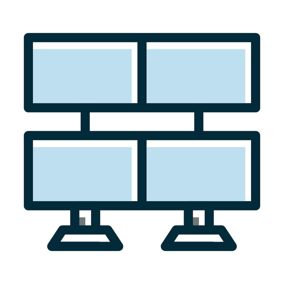monitores vector grueso línea lleno oscuro colores