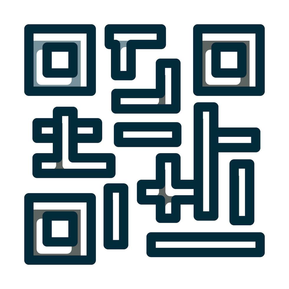 Qr Code Vector Thick Line Filled Dark Colors