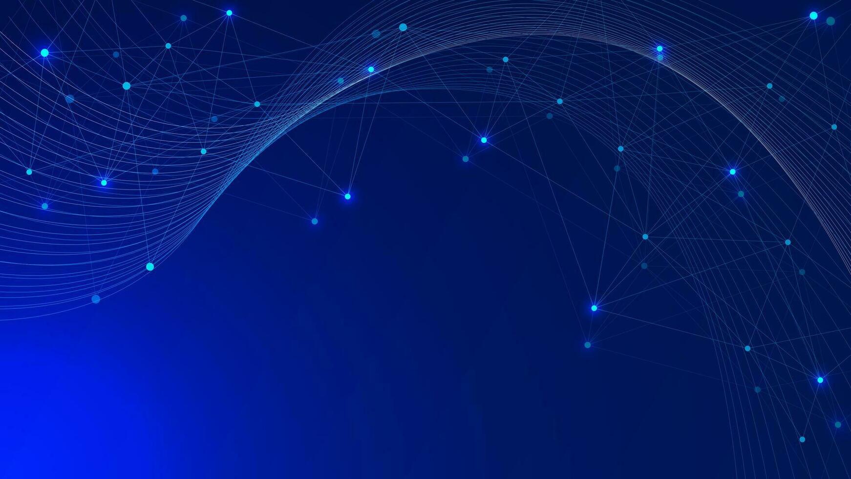 Abstract molecular structure with connecting dots and lines and wave flow. Medical, chemistry, technology and science background. Vector illustration.