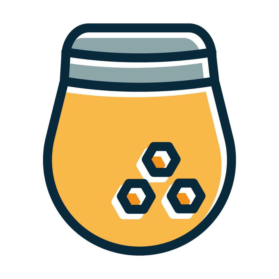 Honey Jar Vector Thick Line Filled Dark Colors