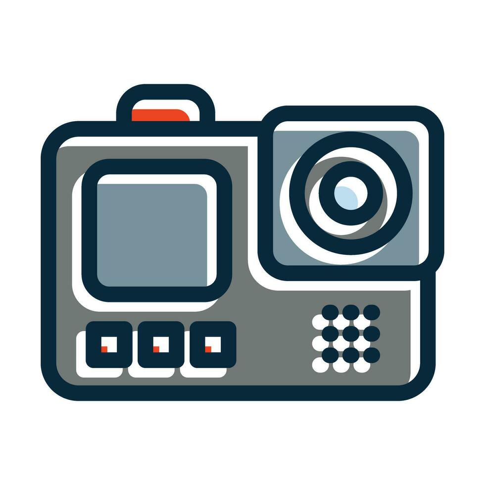 Action Camera Vector Thick Line Filled Dark Colors