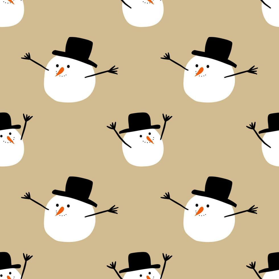 Seamless background with snowmen for Christmas. vector