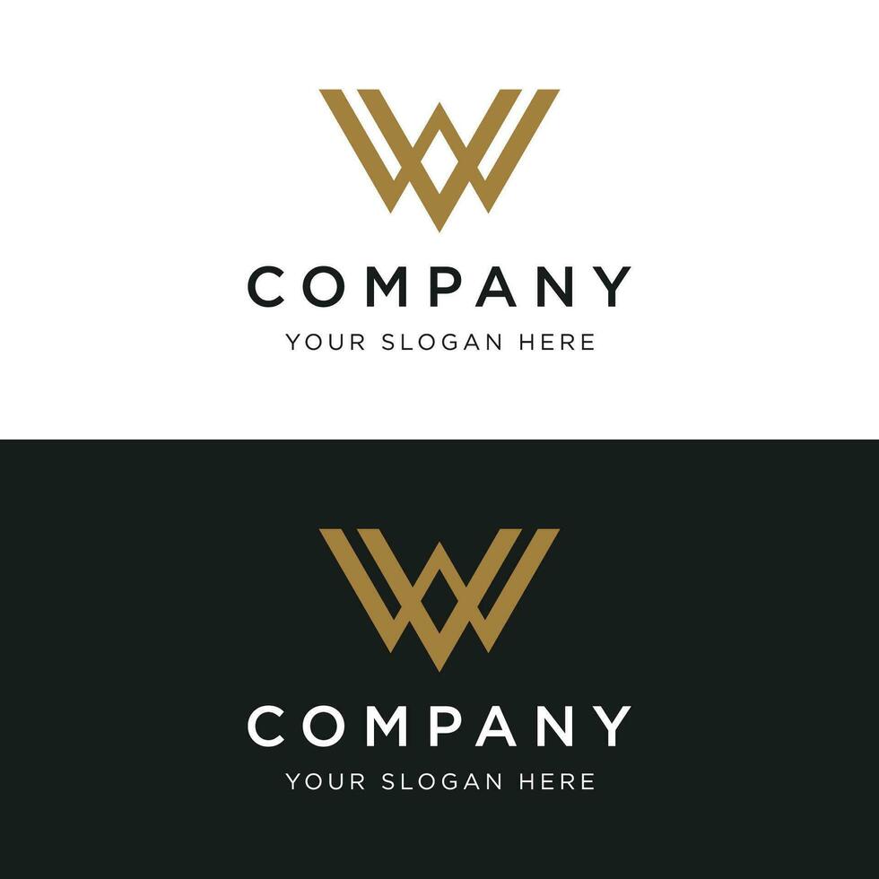 Modern and luxurious geometric W initial letter logo element. Logo for business, letter, business card, brand and company. vector