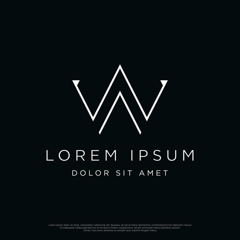 Modern and luxurious geometric W initial letter logo element. Logo for business, letter, business card, brand and company. vector