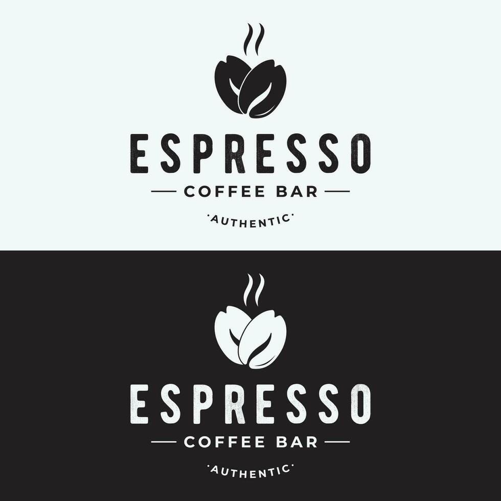 Logo design of coffee beans with vintage retro cup.Logo for business, coffee shop, cafe, badge. vector