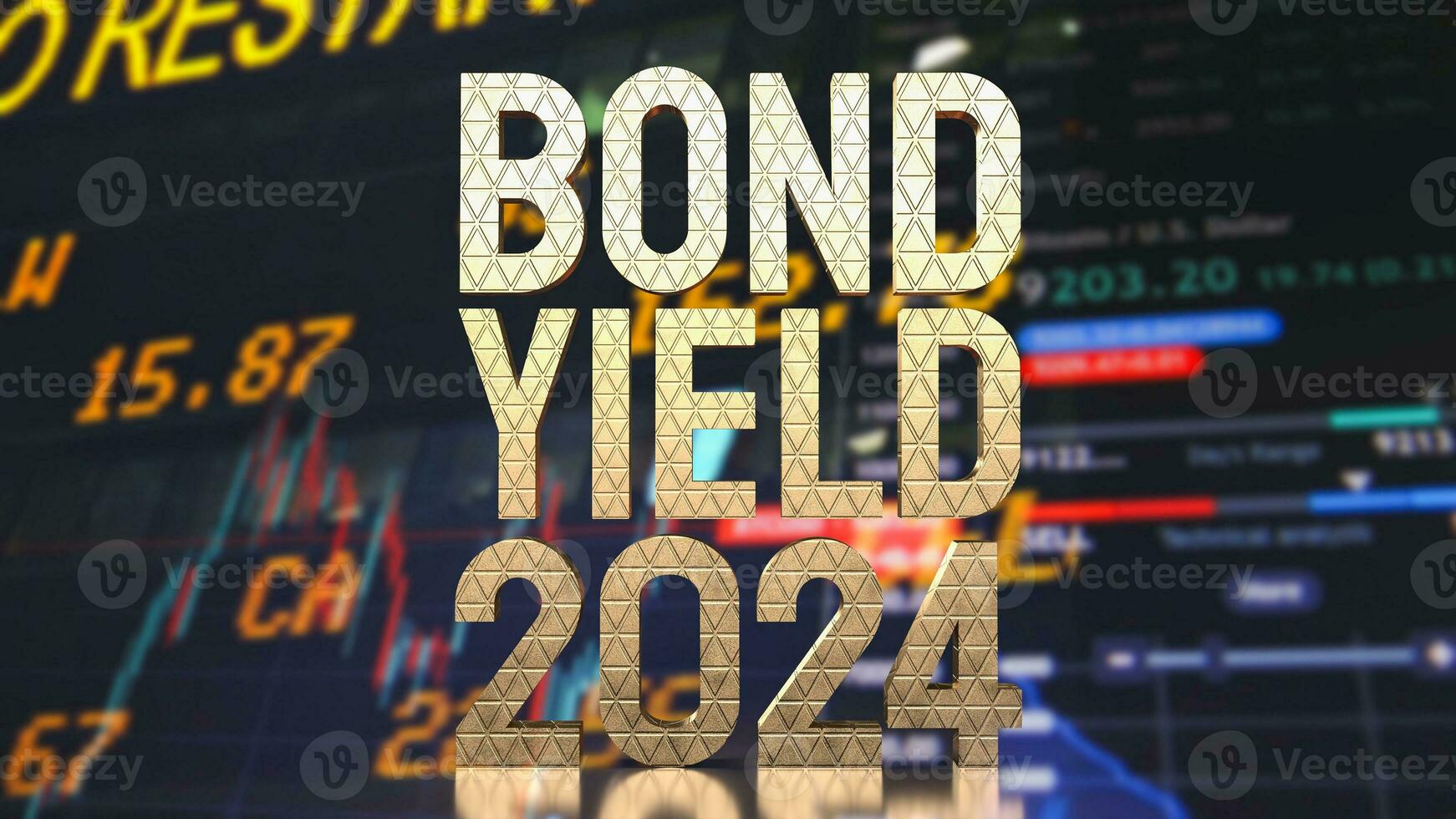 The Gold text Bond Yield on chart background for Business concept 3d rendering photo