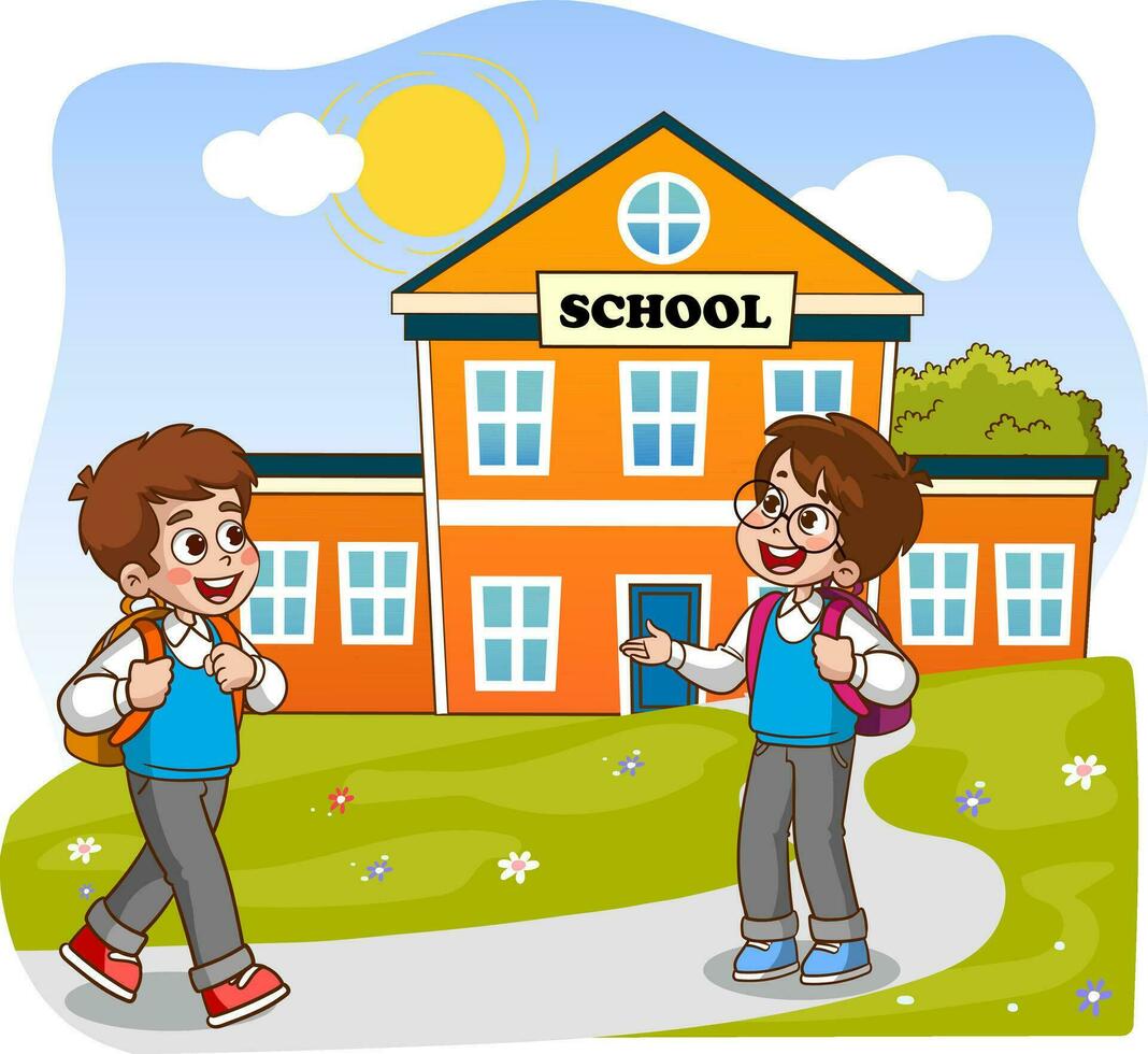 vector illustration of school children