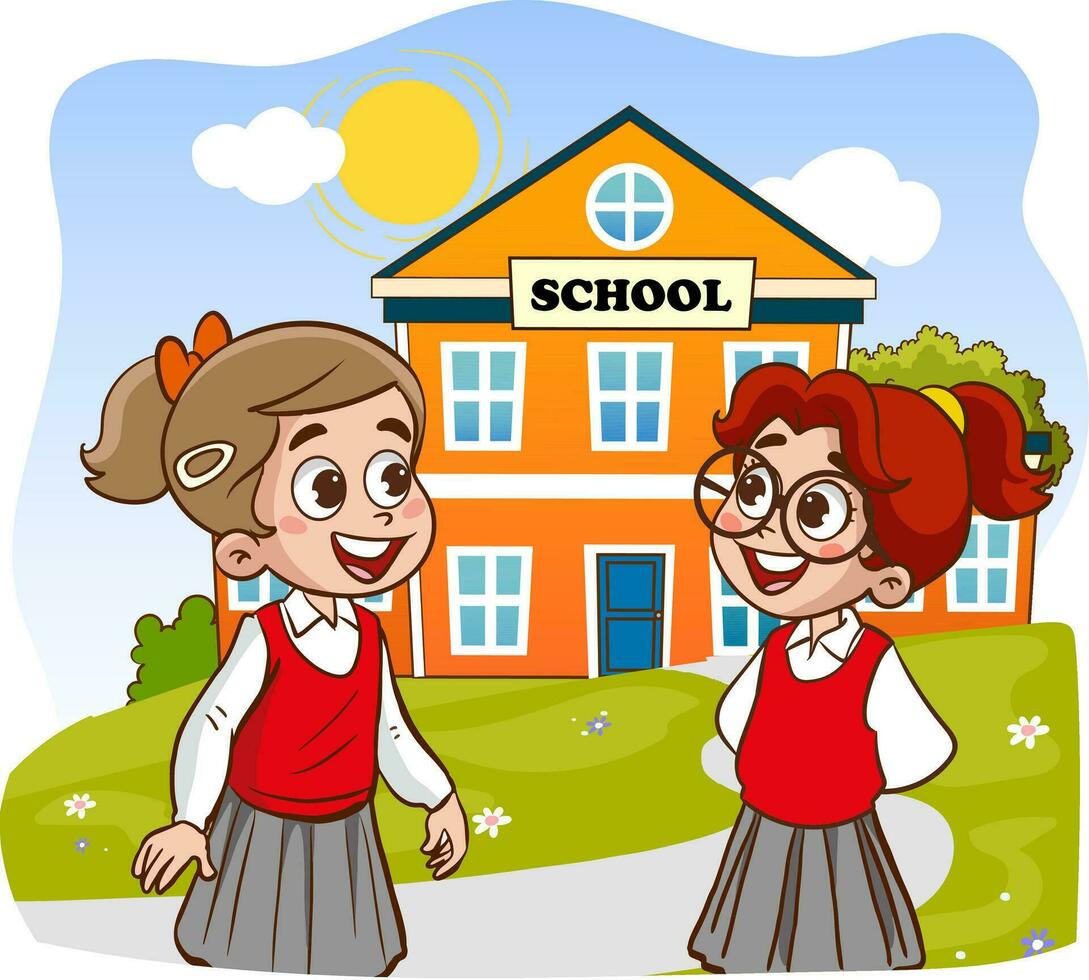 vector illustration of school children