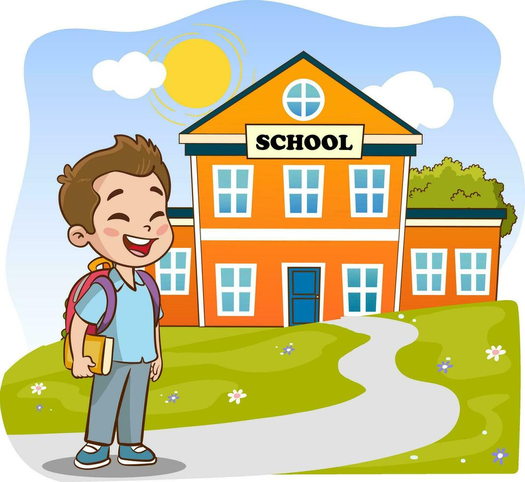 vector illustration of school children