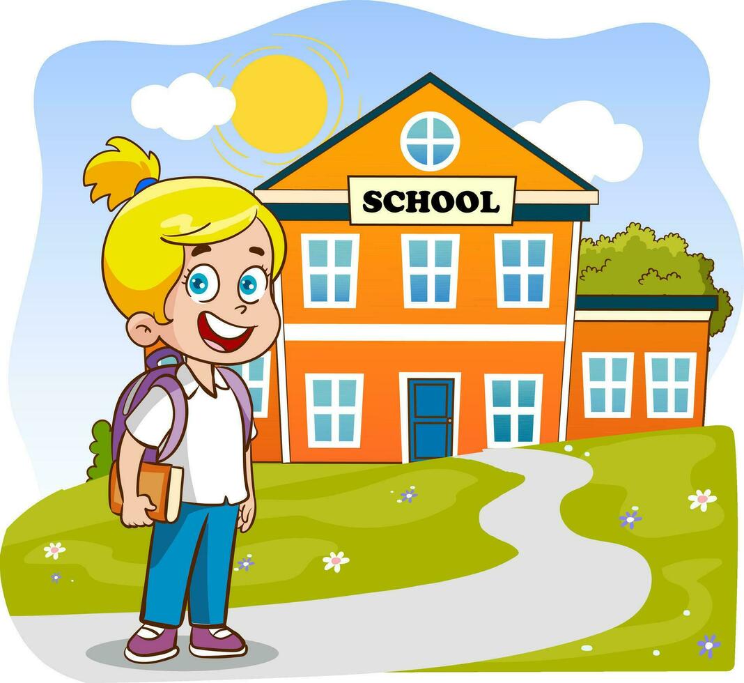vector ilustración de colegio niños