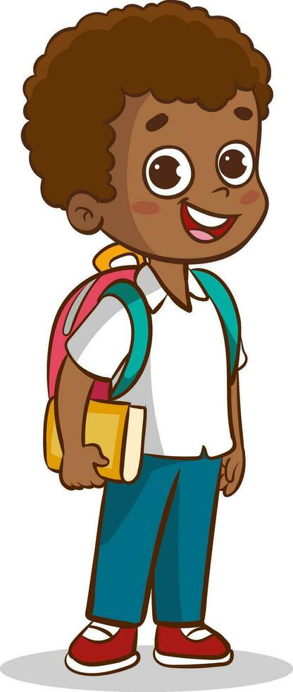 Cute schoolboy with a backpack. Vector illustration.