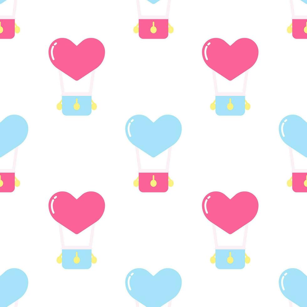 Pink heart shape hot air balloon seamless pattern background. vector