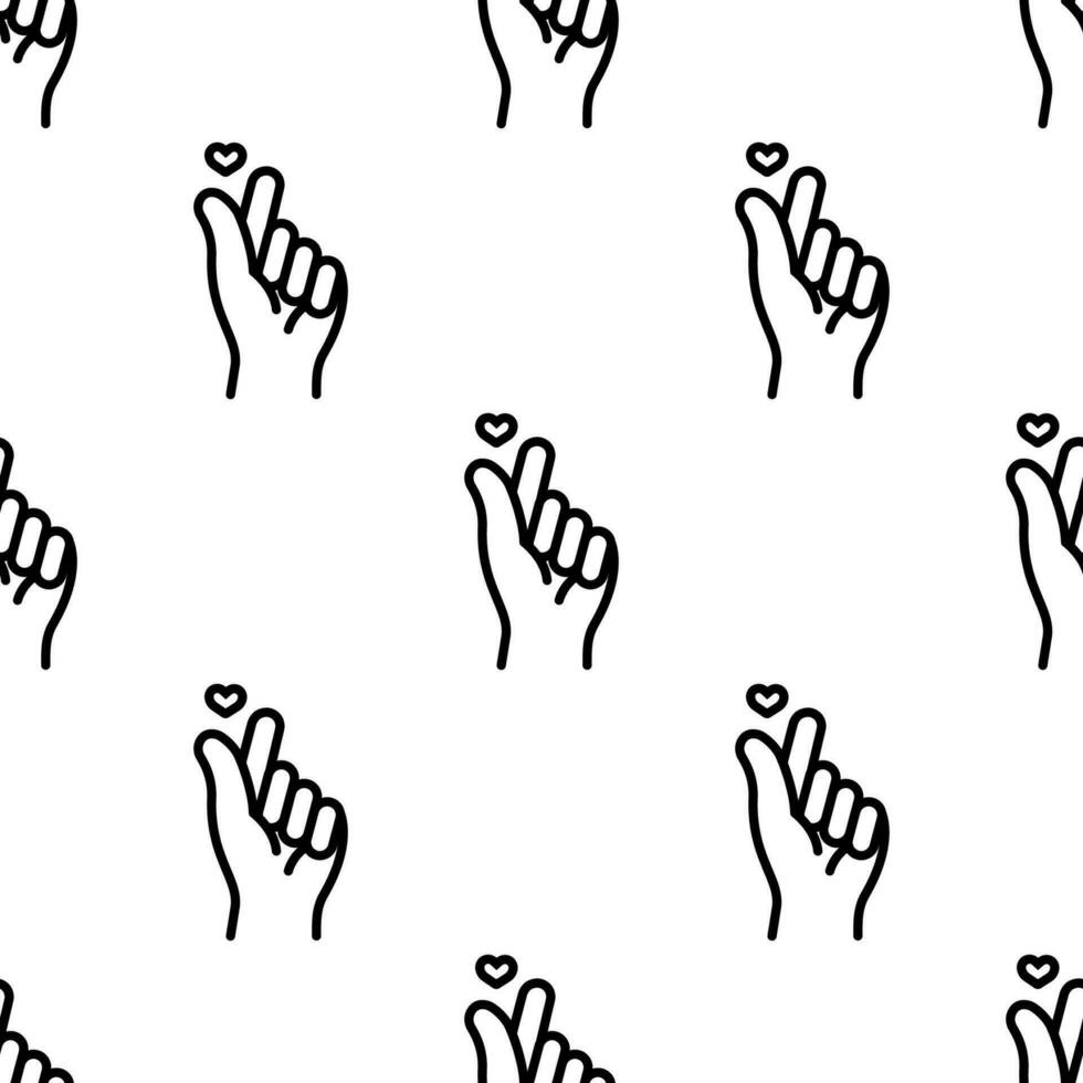 Mini Heart Hand Gesture seamless pattern background. vector