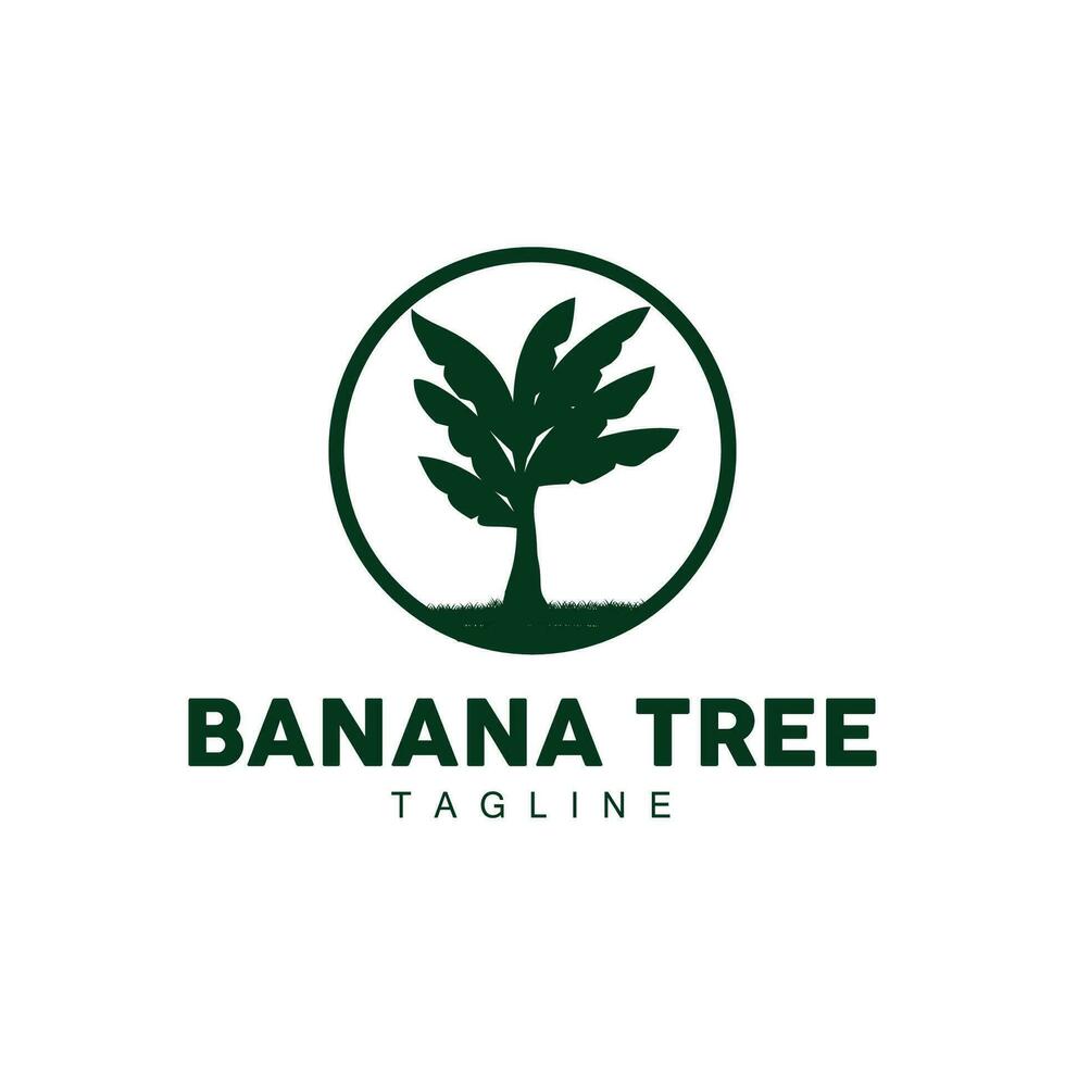 Banana Tree Logo, Tropical Fruit Plant Flat Silhouette Template Illustration Design vector