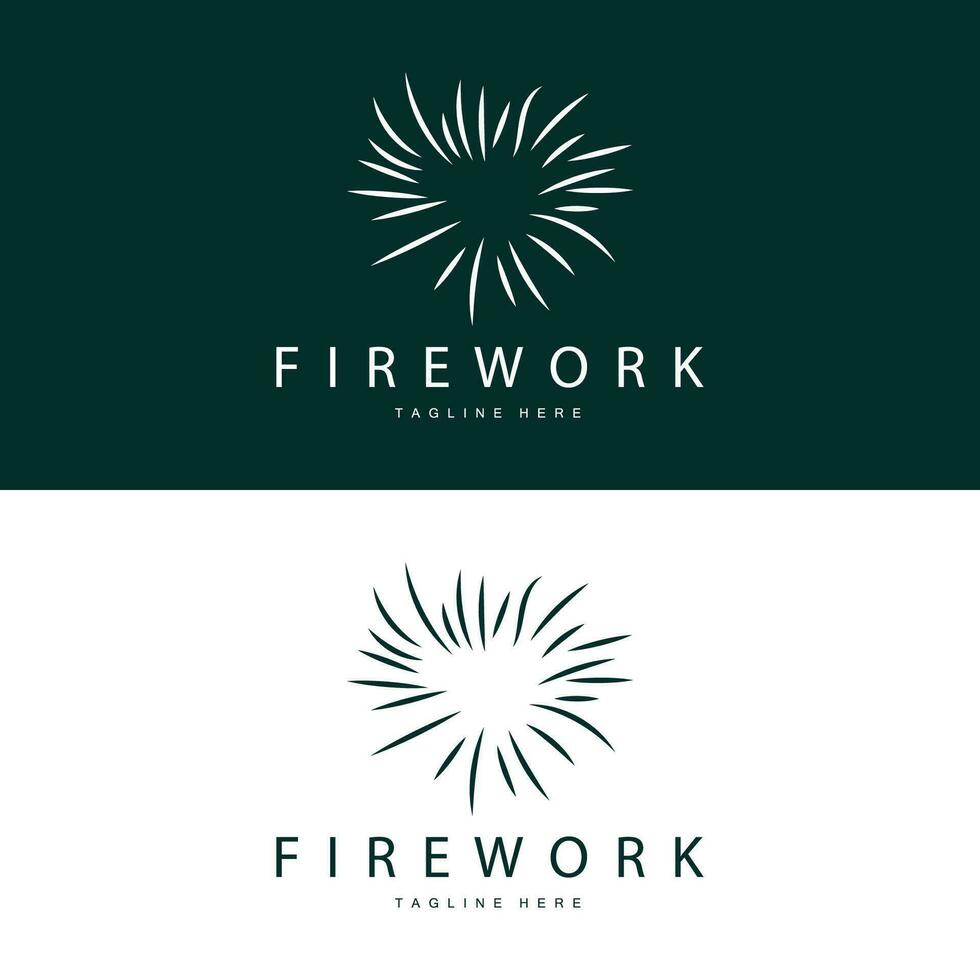 Firework Logo, Simple Line Model Design New Year Celebration Day Illustration, Template Vector